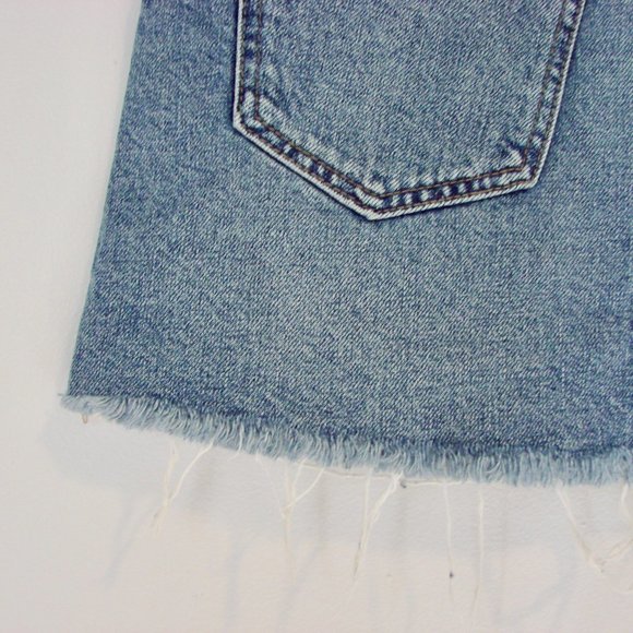Free People We The Free Zip It Up Denim Jean Mini Skirt Raw Hem Festival Size 24 - Picture 13 of 14